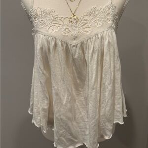 Free People White Lace Trim Women's Top